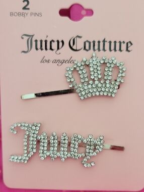 Juicy Couture Silver Crystal Crown & 'Juicy' Rhinestone Bobby Pins